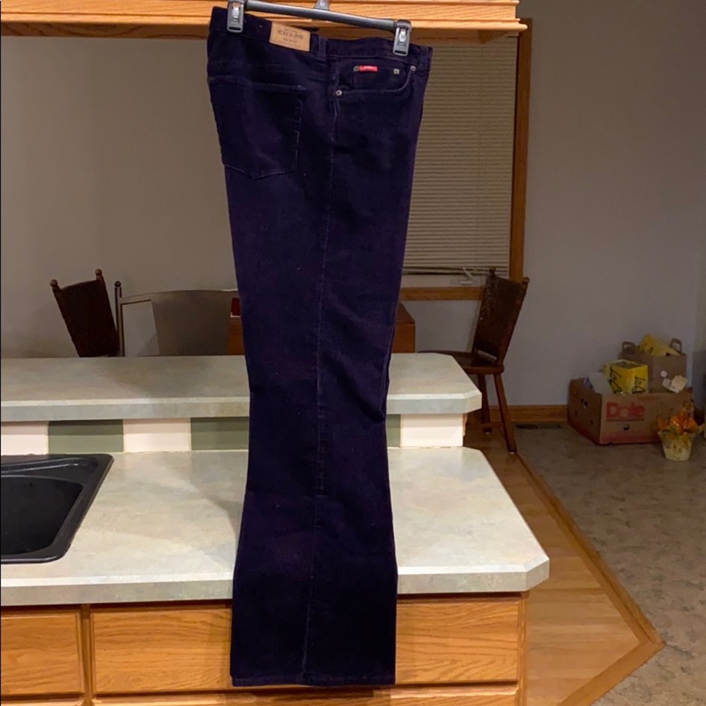 Purple cotton denim corduroy jeans.